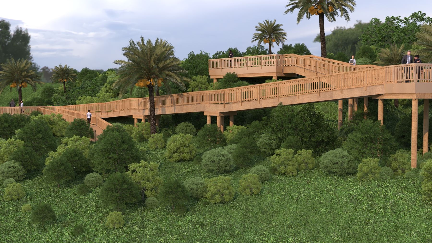 Pasarelas de madera de la senda fluvial del Arroyo Guadalpín, en Marbella